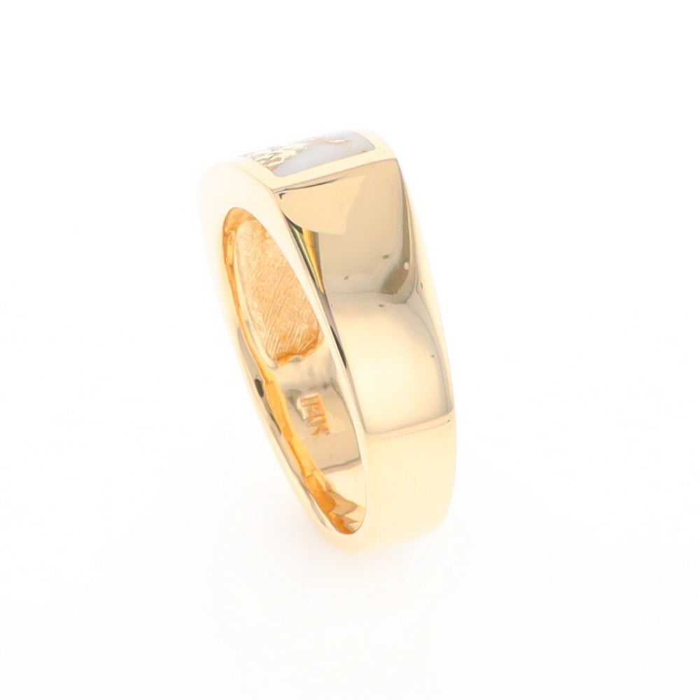 Gold Quartz Ring Rectangle Inlaid Design