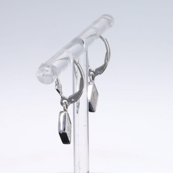 Opal Earrings Diamond Shape Inlaid Design Lever Backs
