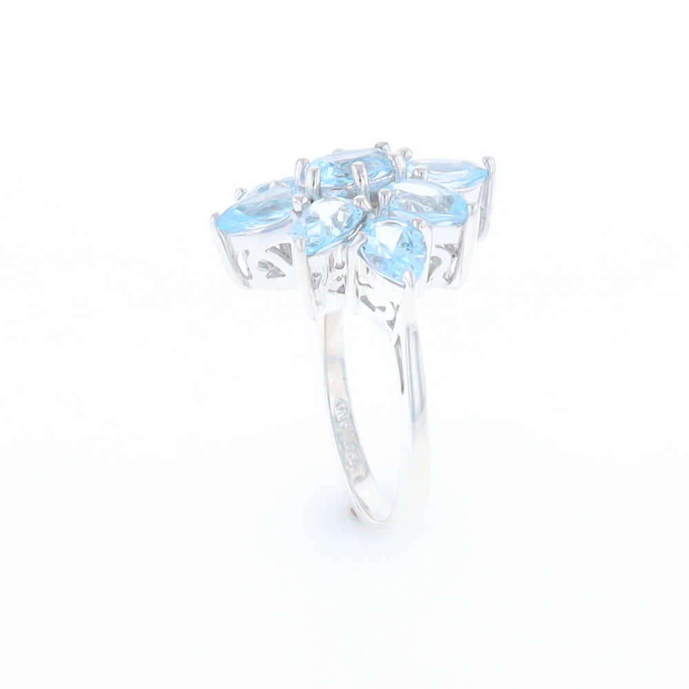 Blue Topaz Flower Ring