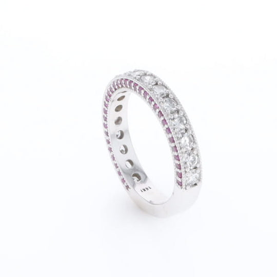 Diamond and Pink Sapphire Wedding Band