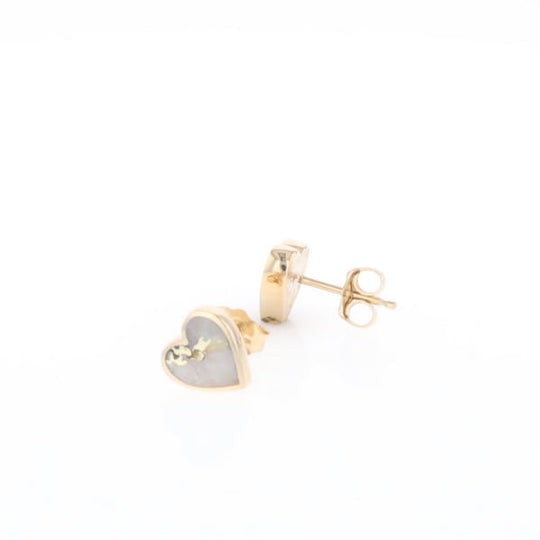 Gold Quartz Heart Stud Earrings - G2