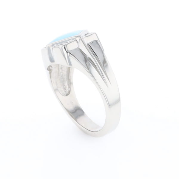 Natural Sleeping Beauty Turquoise ring diamond shape inlaid design with .16ctw round diamonds