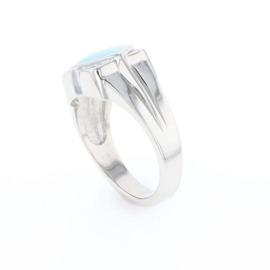 Natural Sleeping Beauty Turquoise ring diamond shape inlaid design with .16ctw round diamonds