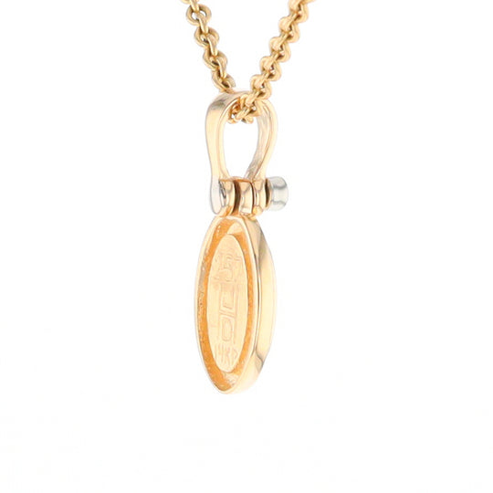 Gold Quartz Oval Inlaid Pendant with .02ct Diamond