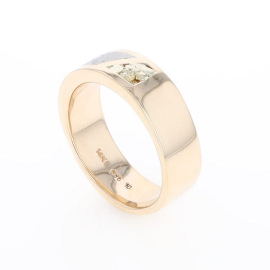 Meteorite Ring, Center Inlaid & Natural Nugget Sides