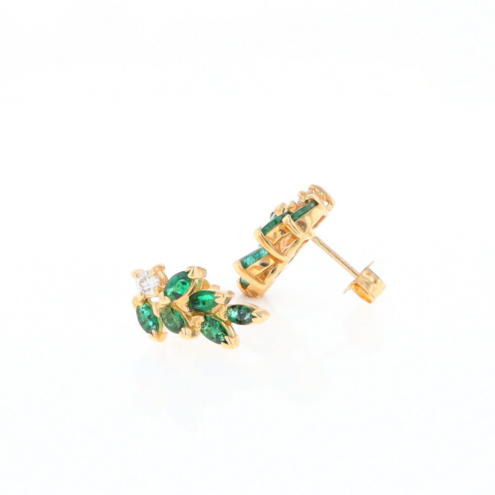 Marquise Emerald Cluster Stud Earrings