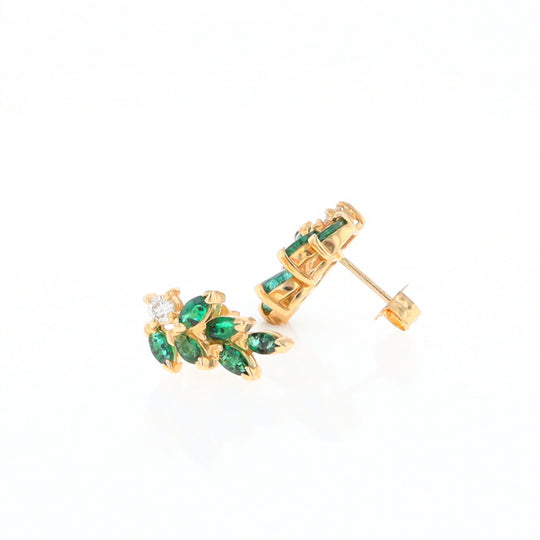 Marquise Emerald Cluster Stud Earrings