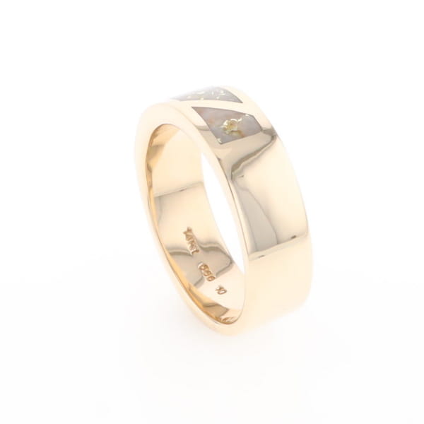 Gold Quartz Ring, 3 Section Inlaid Design