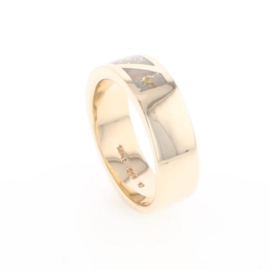 Gold Quartz Ring, 3 Section Inlaid Design