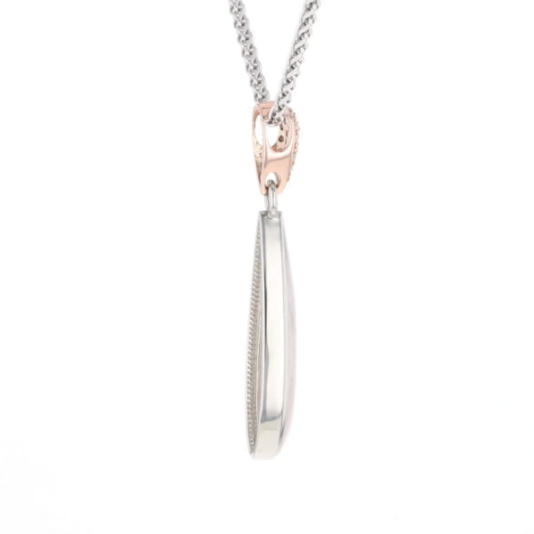 Rose Quartz Teardrop Inlaid Pendant with .11ctw diamonds