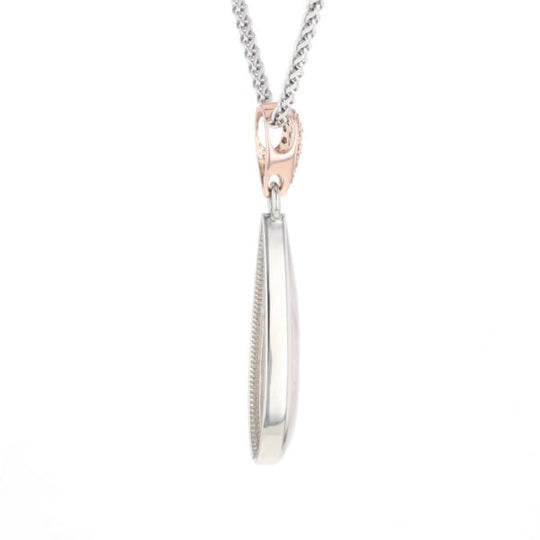 Rose Quartz Teardrop Inlaid Pendant with .11ctw diamonds