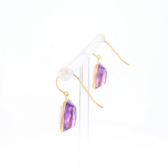 Solitaire Amethyst Dangle Earrings