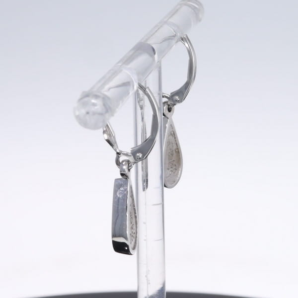 Opal Earrings Tear Drop Inlaid Design Lever Backs