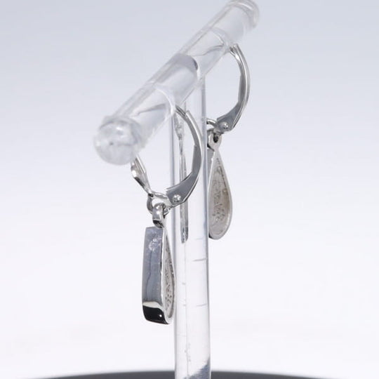 Opal Earrings Tear Drop Inlaid Design Lever Backs