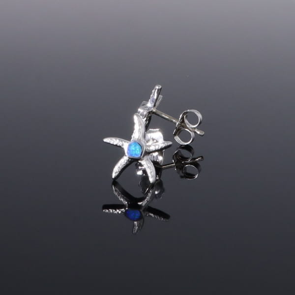 Opal Earrings Inlaid Realistic Star Fish Design