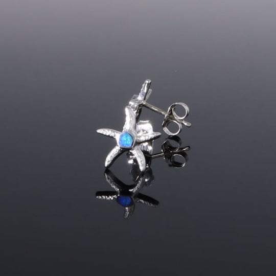 Opal Earrings Inlaid Realistic Star Fish Design