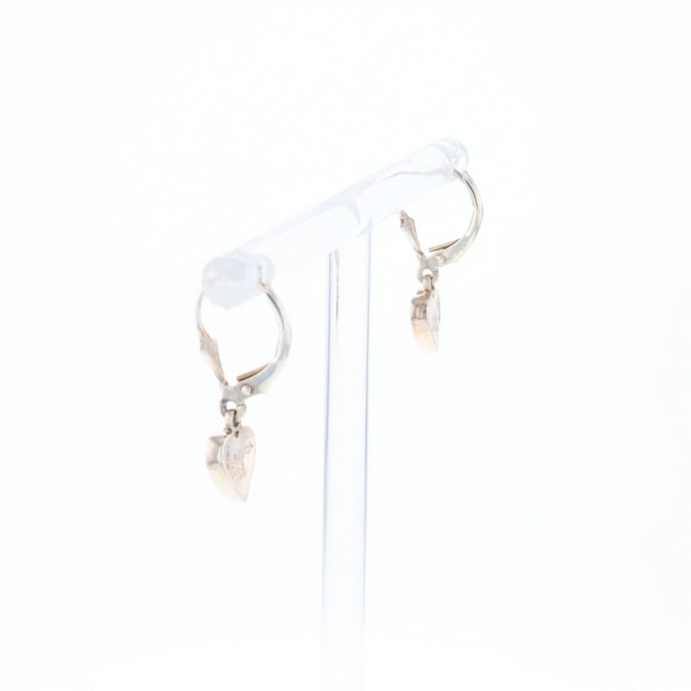 Silver Gold Quartz Inlaid Heart Earrings - G3