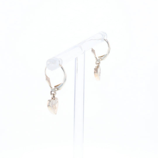 Silver Gold Quartz Inlaid Heart Earrings - G3