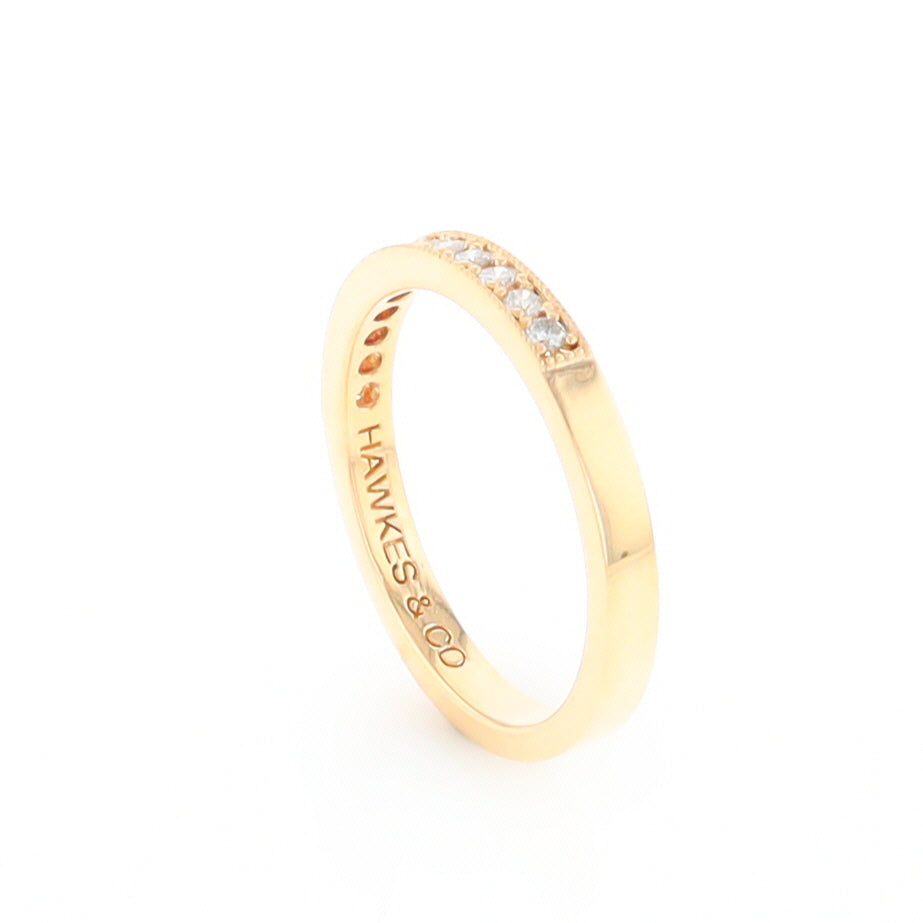 Yellow Gold Milgrain Diamond Wedding Band