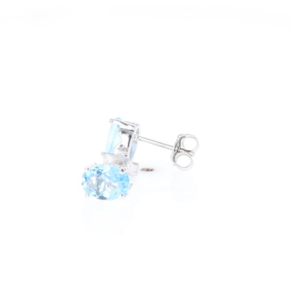 Oval Blue Topaz Stud Earrings