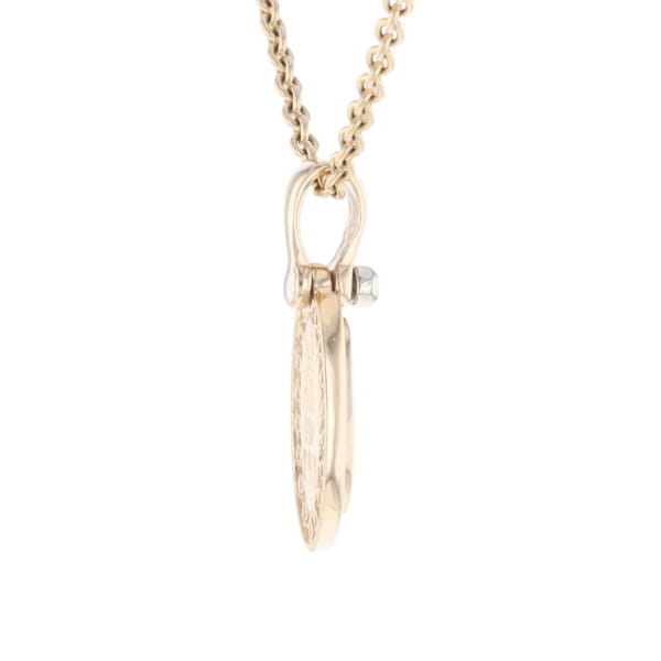 Gold Quartz Pendant Oval Inlaid with .22ctw Round Diamonds Halo (G1)