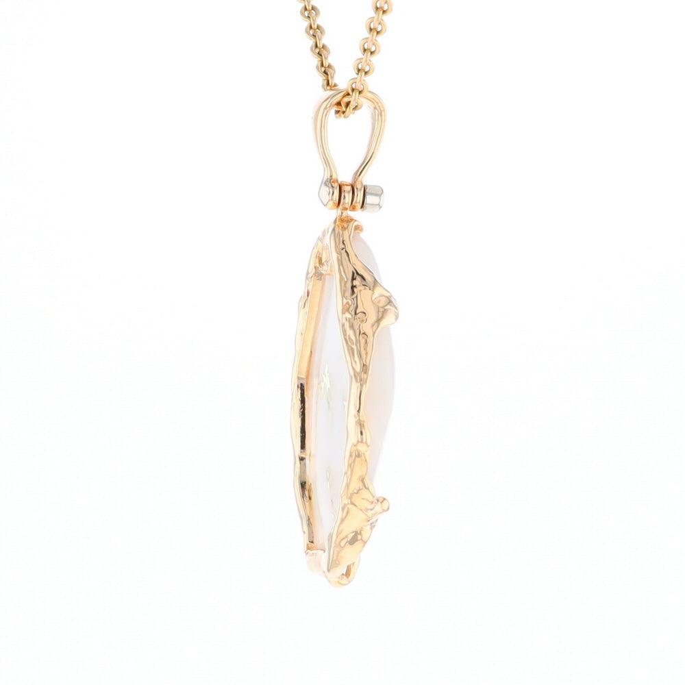 Gold Quartz Freeform Pendant