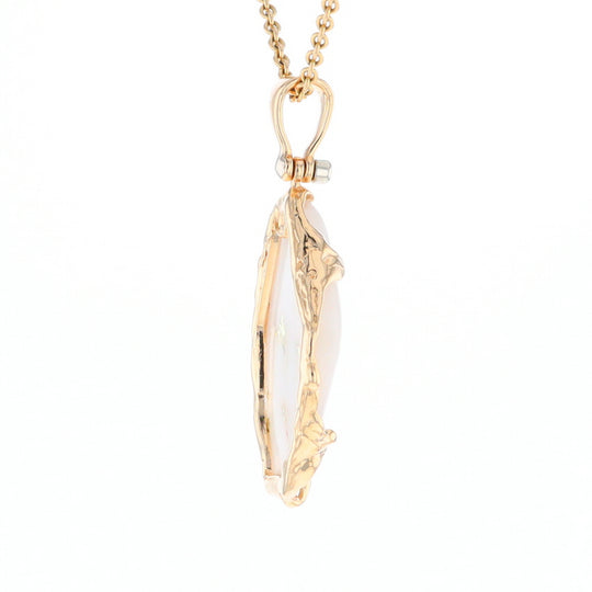 Gold Quartz Freeform Pendant