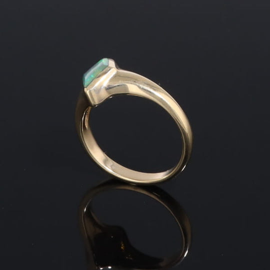 Ethiopian Opal Rings Diamond Shape Inlaid Design