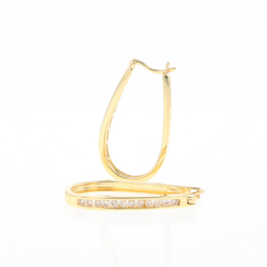 U-Shaped Channel Set Diamond Hoop Earrings