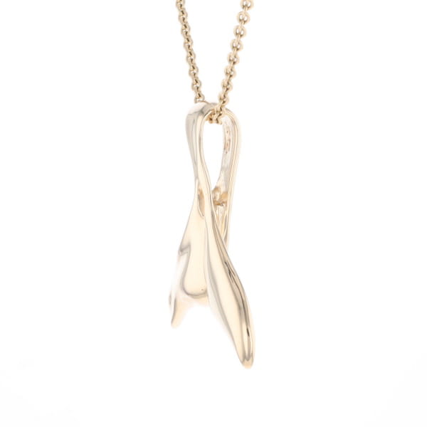 Whale Tail Natural Gold Quartz Single Side Inlaid Pendant