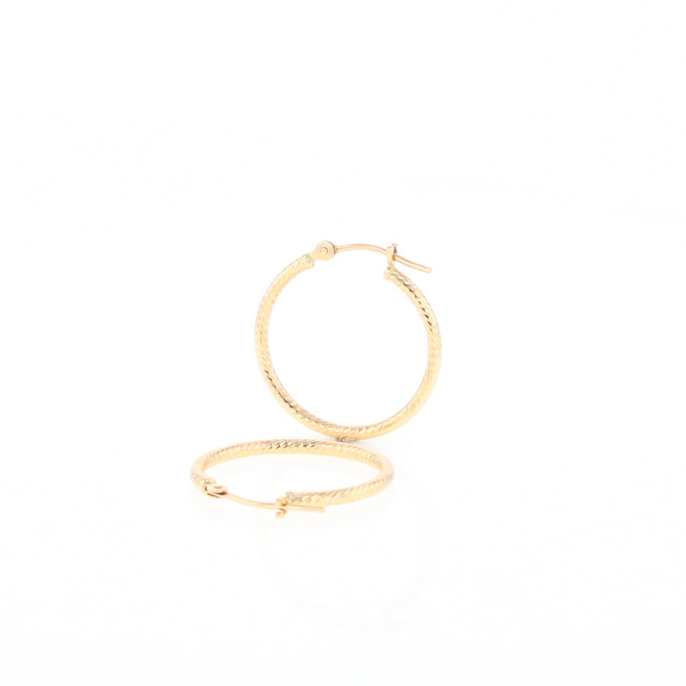 Gold Ribbed Hoop Earrings