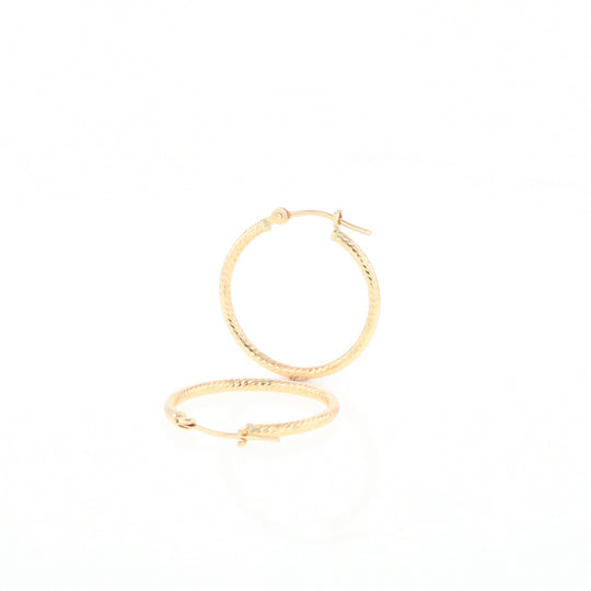 Gold Ribbed Hoop Earrings