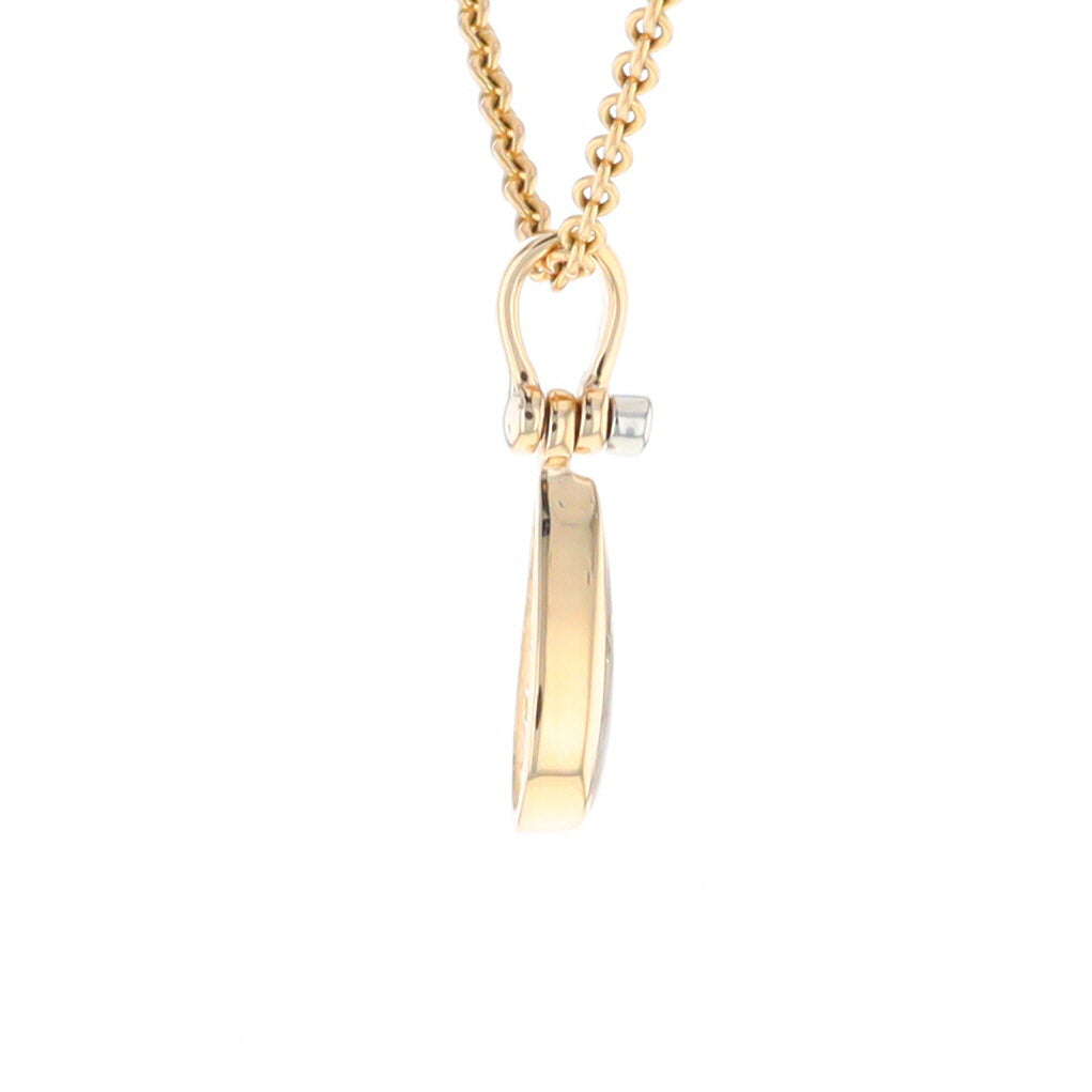 Gold Quartz Pendant Tear Drop Inlaid Design with .02ct Diamond