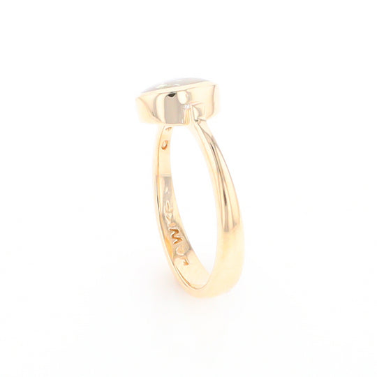 Gold Quartz Ring Oval Inlaid Design Center with .06ctw Round Diamonds