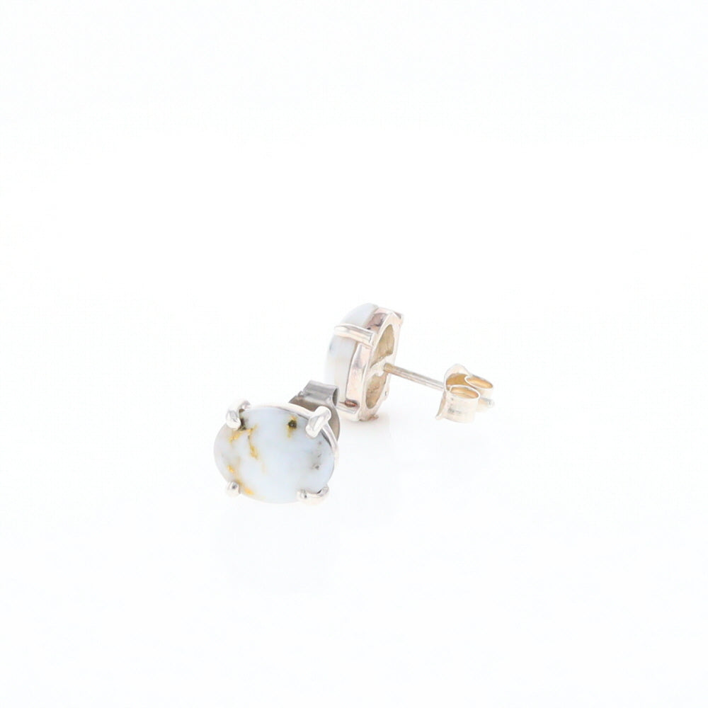 Gold Quartz Cabochon Stud Earrings