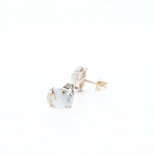 Gold Quartz Cabochon Stud Earrings