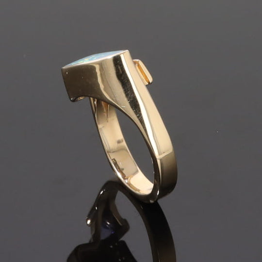 Opal Rings Geometric Inlaid with Tanzanite and .08ctw Round Diamonds