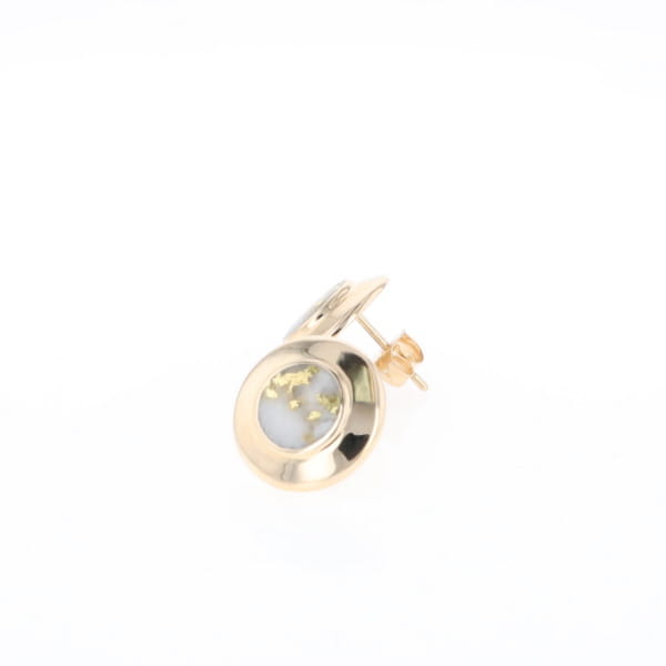 Superior Quality Gold Quartz Inlaid Circle Stud Earrings