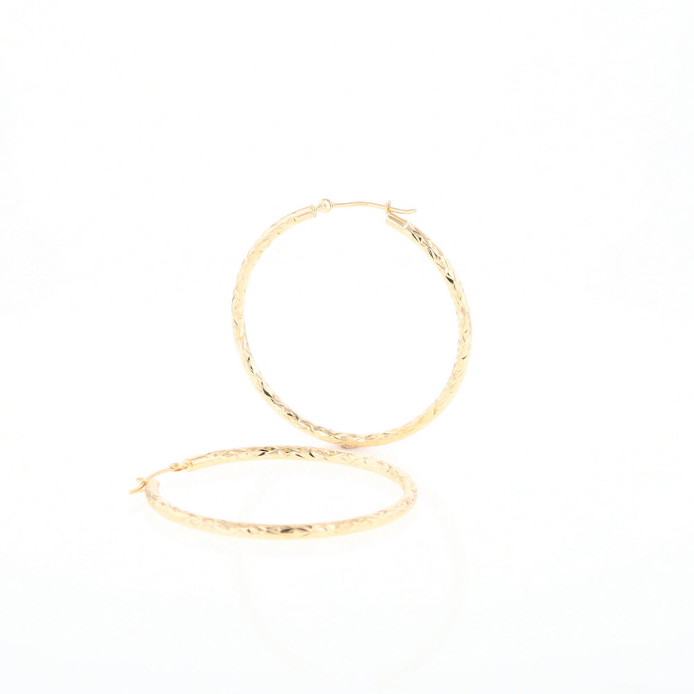 Textured Hollow Diamond Cut Hoop Earrings