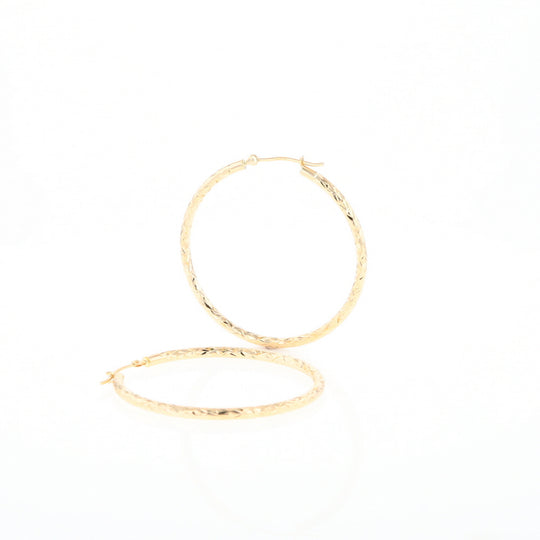 Textured Hollow Diamond Cut Hoop Earrings