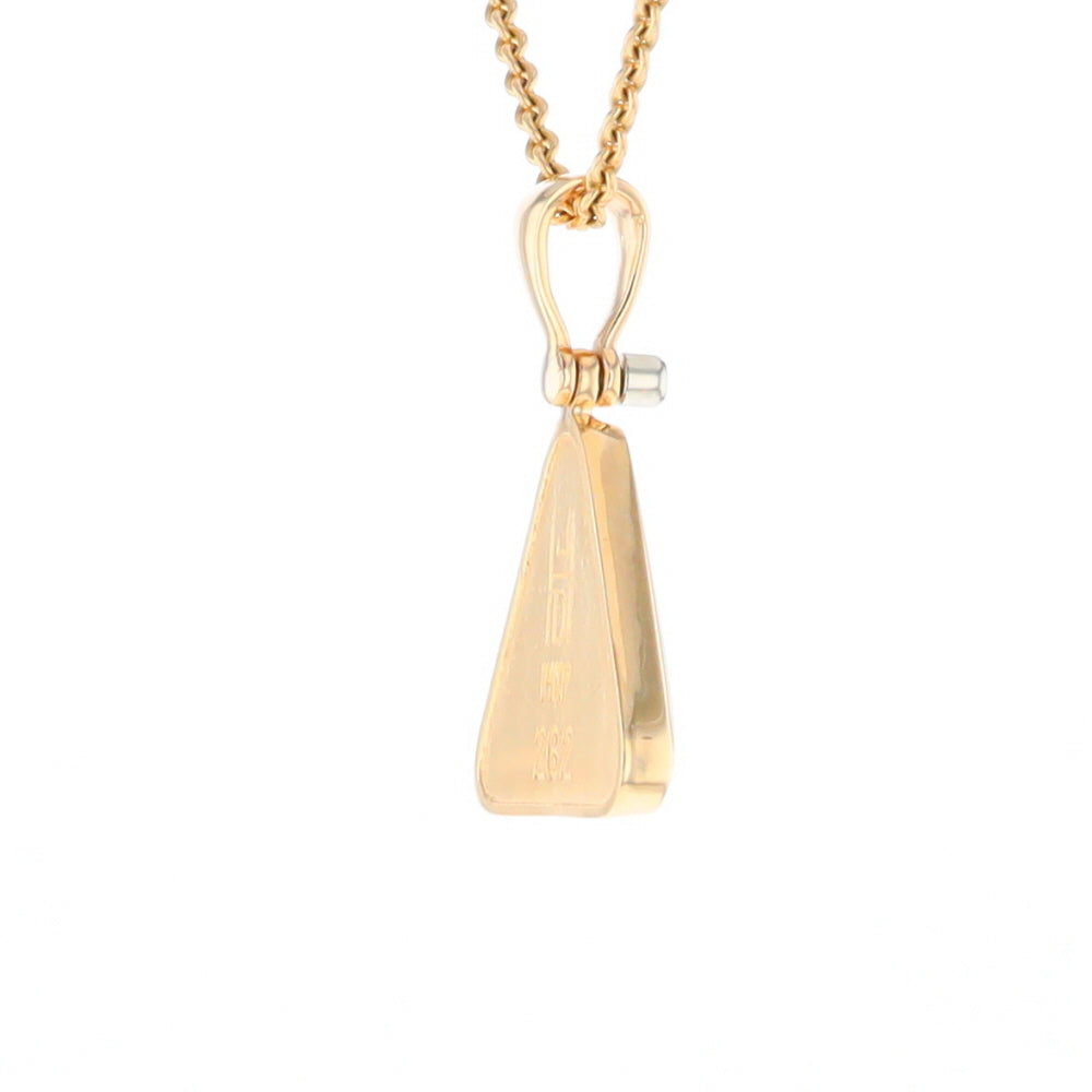 Gold Quartz Necklace Triangle Inlaid Pendant with .02ct Diamond