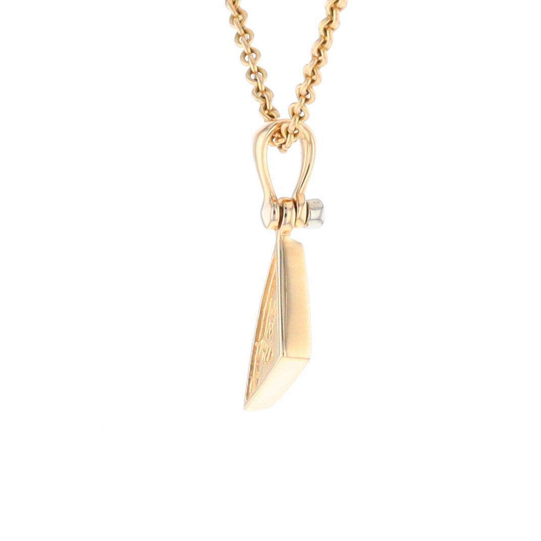 Gold Quartz Necklace Sail Inlaid Design Pendant with .02ct Diamond