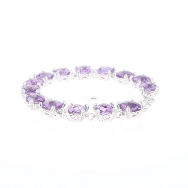 Amethyst Bracelet With Silver Filigree