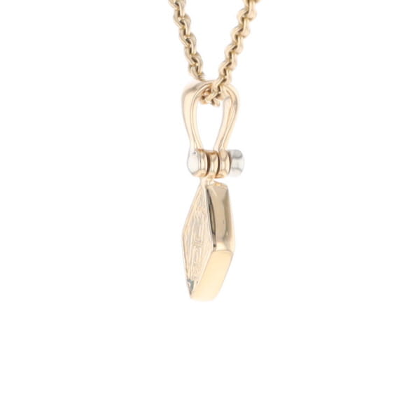 Gold Quartz Necklace Diamond Shape Inlaid Pendant with .02ct Diamond