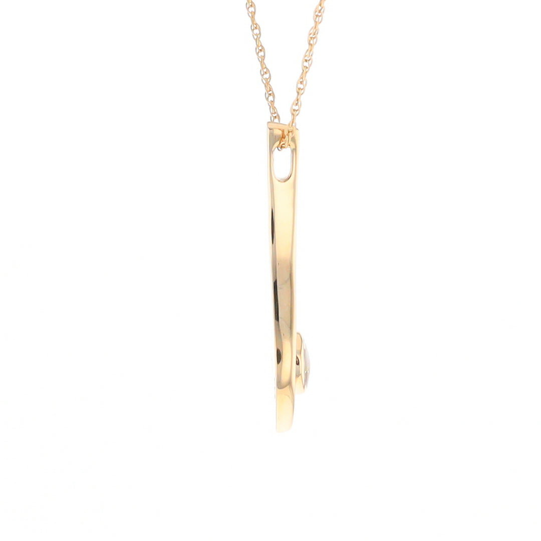 Round Inlaid Gold Quartz Curved Bar Pendant G2