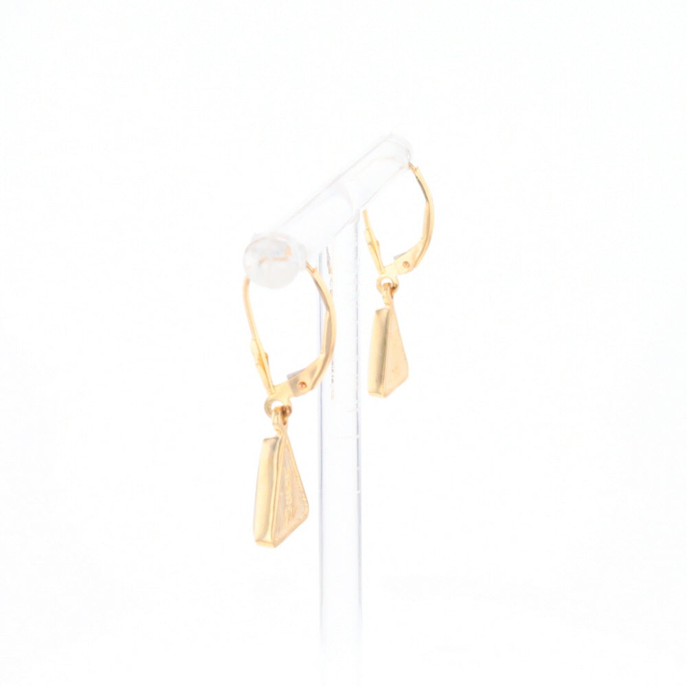 Gold Quartz Triangle Inlaid Earrings - G2