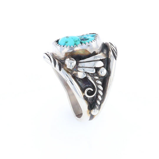 Navajo Turquoise and Feather Design Ring