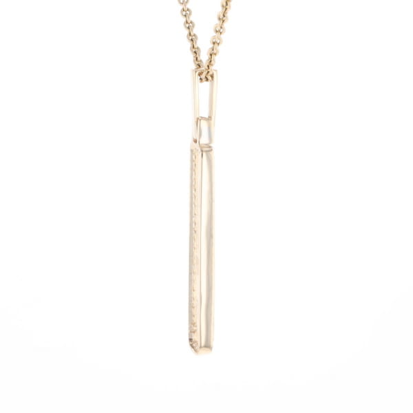 Gold Quartz Necklace, Rectangle Inlaid, .27ctw Diamond Halo Pendant