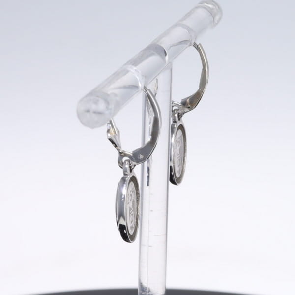 Opal Earrings Oval Inlaid Design Lever Backs