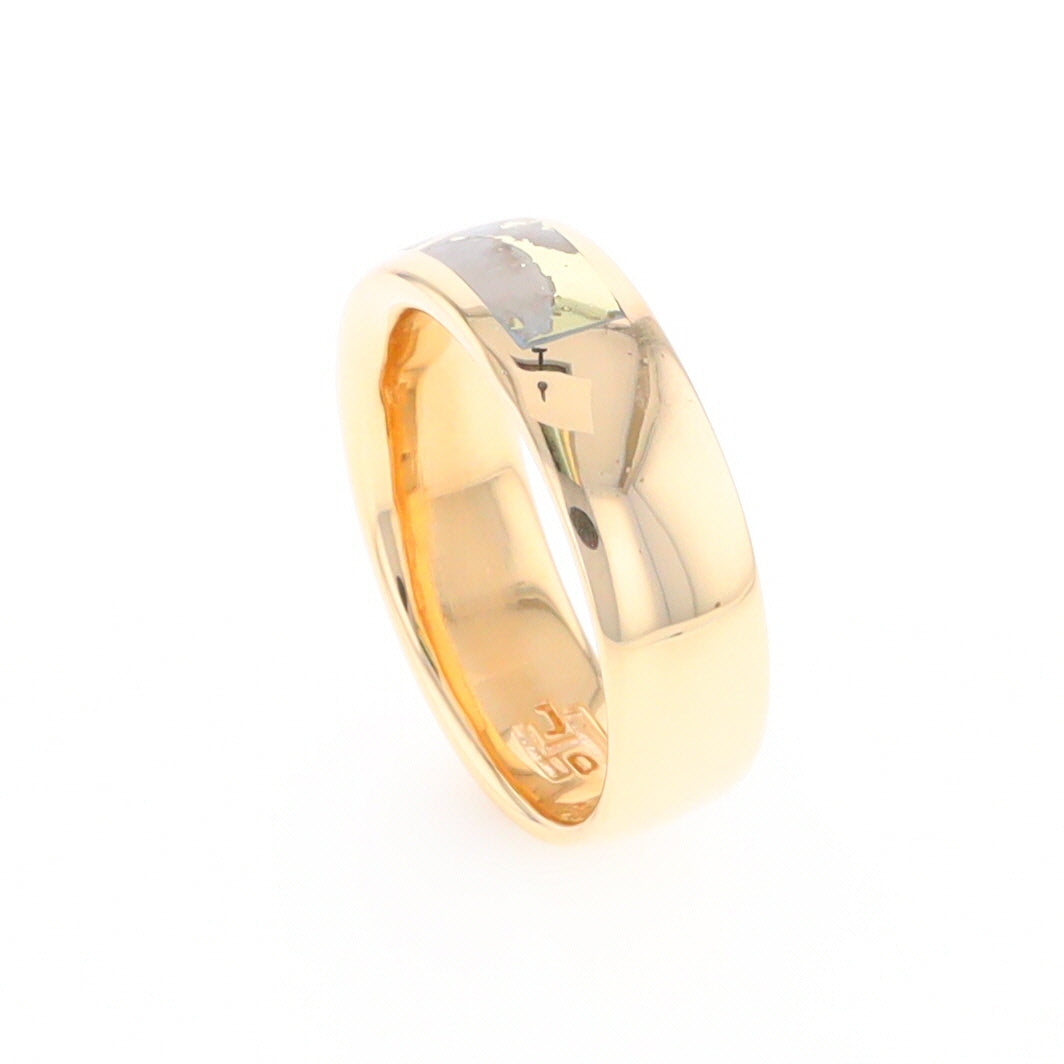 Gold Quartz Ring 3 Section Rectangle Inlaid Band